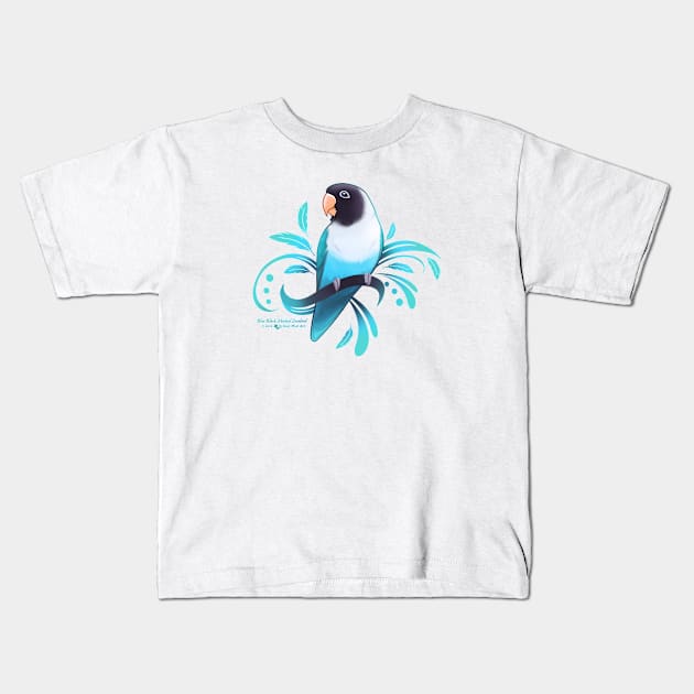 Blue Black Masked Lovebird Kids T-Shirt by Sylvanmistart